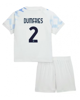 Billige Fotballdrakt Inter Milan Denzel Dumfries #2 Replika Bortedraktsett Barn 2025-26 Kortermet (med bukser)